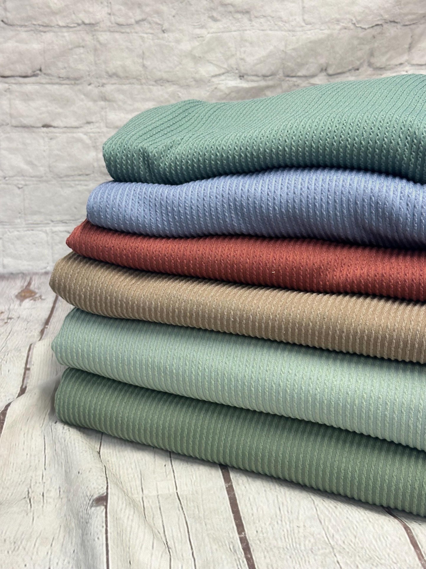 NEW COLORS! Texture Street Rib Wave Knit Spandex Fabric By The Yard Urban Rib Cable Knit Spandex Texture Knit #10