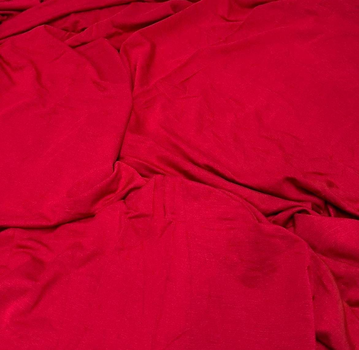 New Colors! 4-Way Stretch Bamboo Fabric| Soft Bamboo Spandex | Fabric By The Yard | For Dresses, Cardigans and Blouses | Red Wine Hue Color