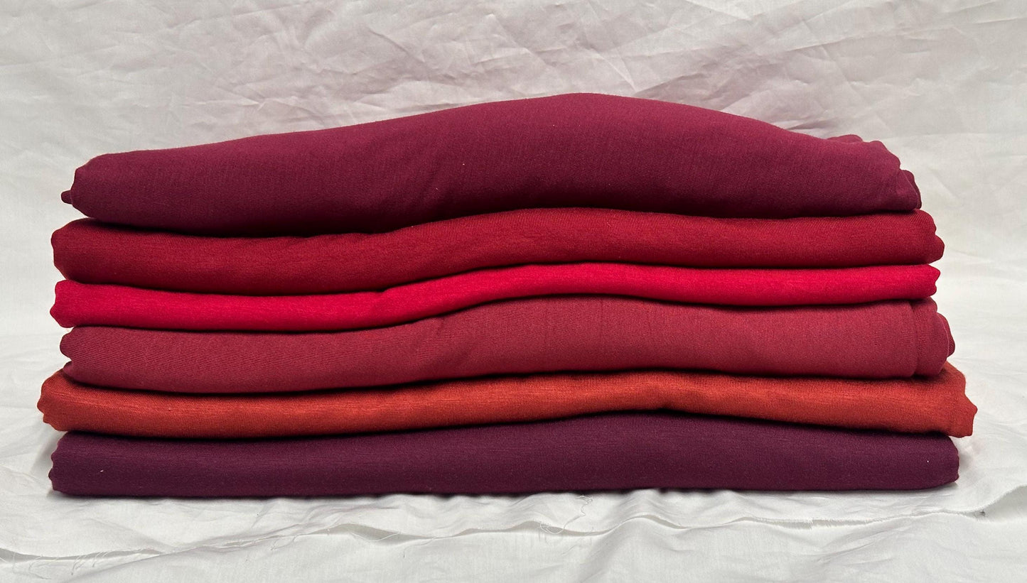 New Colors! 4-Way Stretch Bamboo Fabric| Soft Bamboo Spandex | Fabric By The Yard | For Dresses, Cardigans and Blouses | Red Wine Hue Color