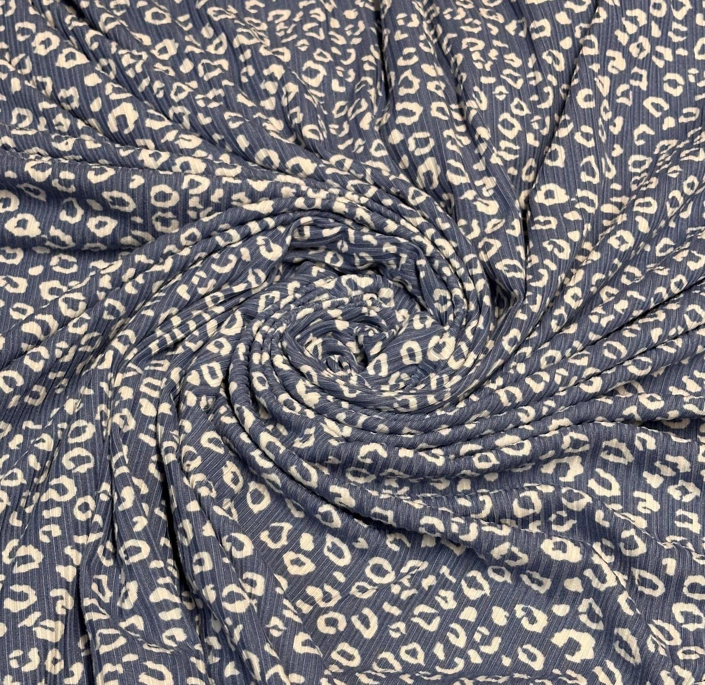 DBP 4x2 Rib Knit Mini Animal Double Brushed Polyester Spandex Vintage Leopard Cheetah Monotone Denim Fabric By The Yard