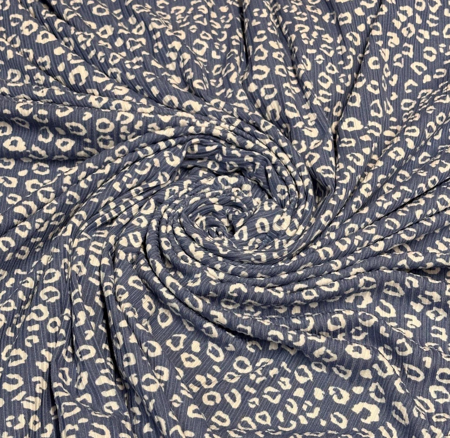 DBP 4x2 Rib Knit Mini Animal Double Brushed Polyester Spandex Vintage Leopard Cheetah Monotone Denim Fabric By The Yard