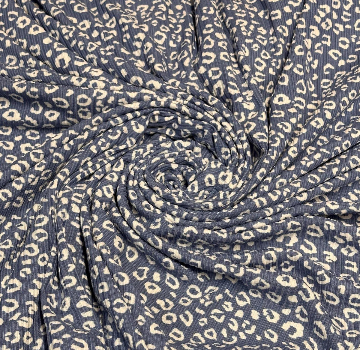 DBP 4x2 Rib Knit Mini Animal Double Brushed Polyester Spandex Vintage Leopard Cheetah Monotone Denim Fabric By The Yard