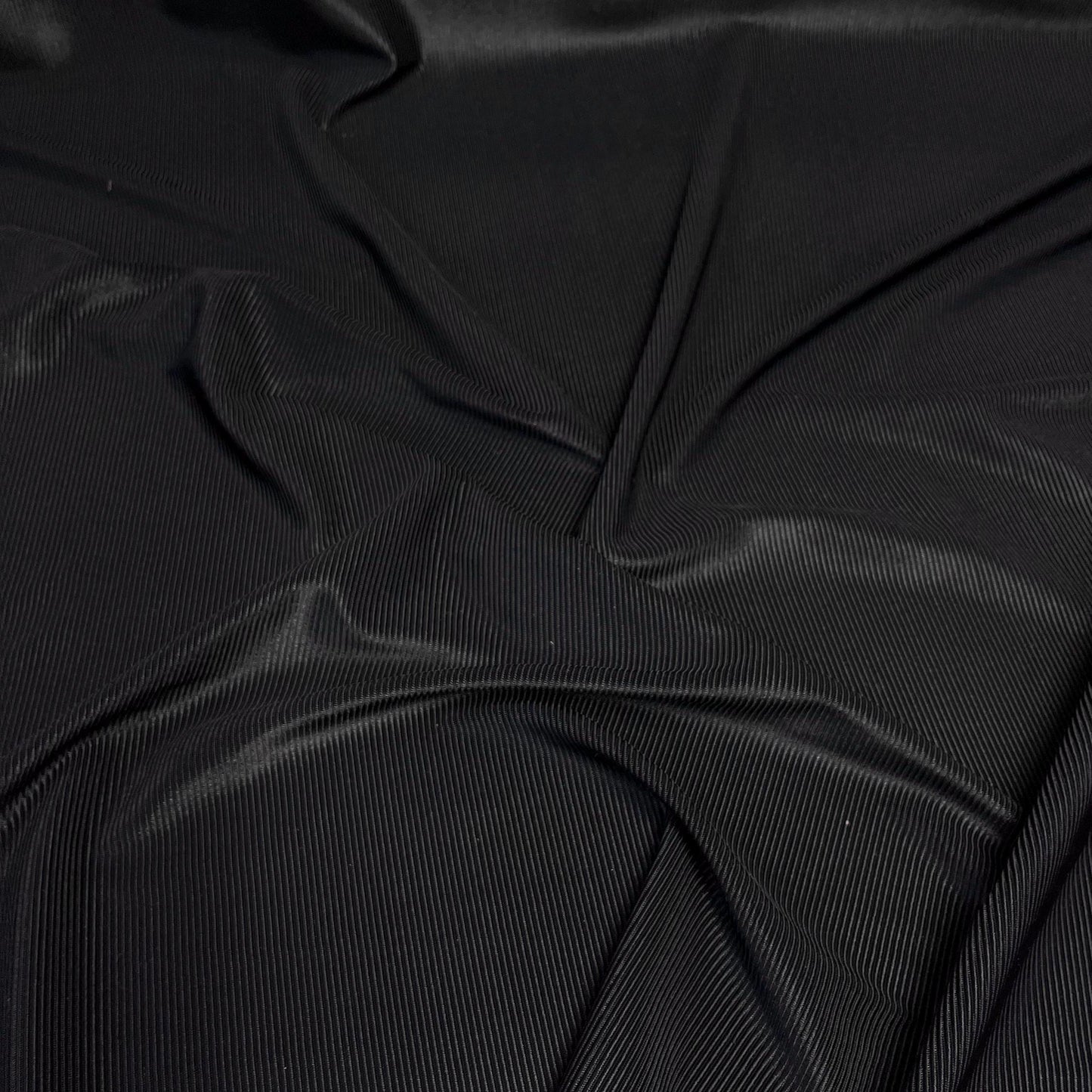 Premium 4-Way Stretch Ribbed Nylon Spandex Fabric for Swimwear Fabric By The Yard Black