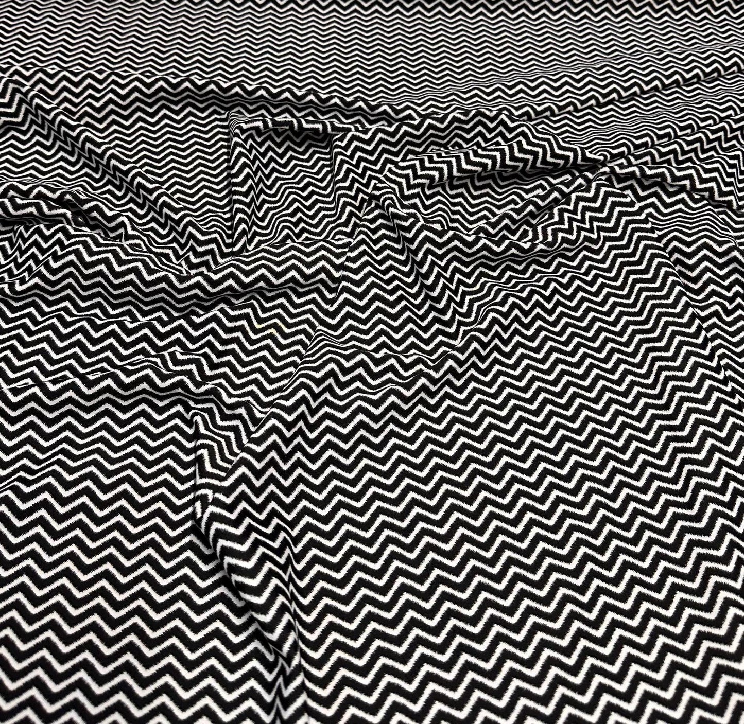 4 Way Stretch Print Nylon Spandex Fabric By The Yard Tricot Swim Wear Bikini Active Wear Chevron Black White