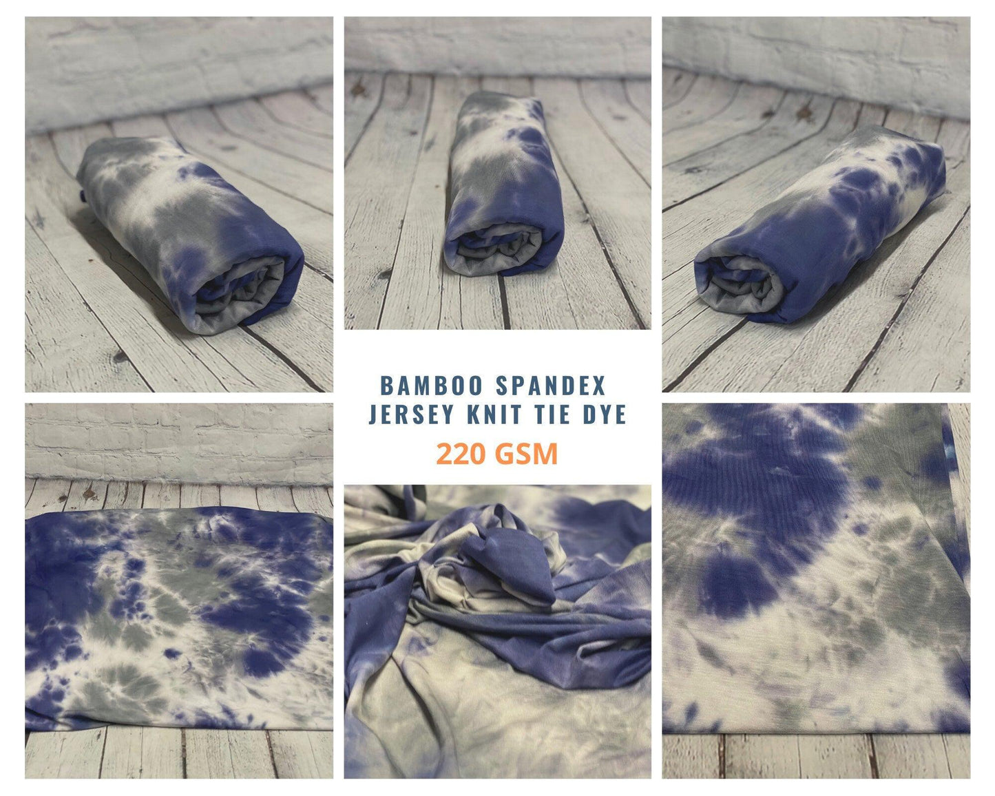 Bamboo Spandex Denim Tie Dye Print Fabric by The Yard