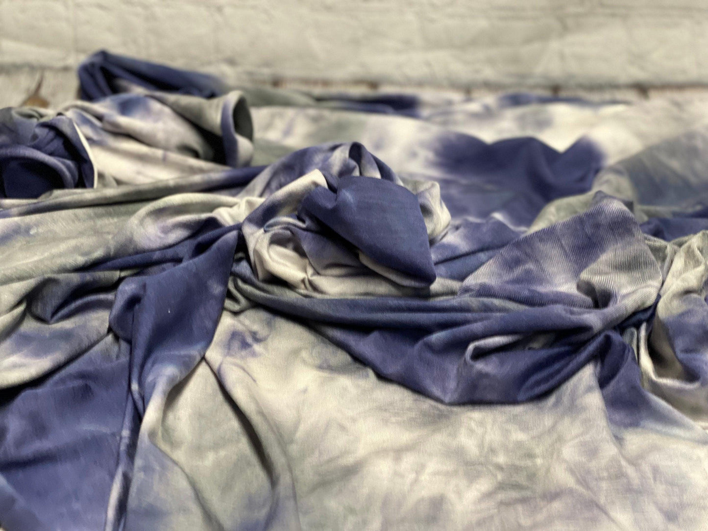 Bamboo Spandex Denim Tie Dye Print Fabric by The Yard