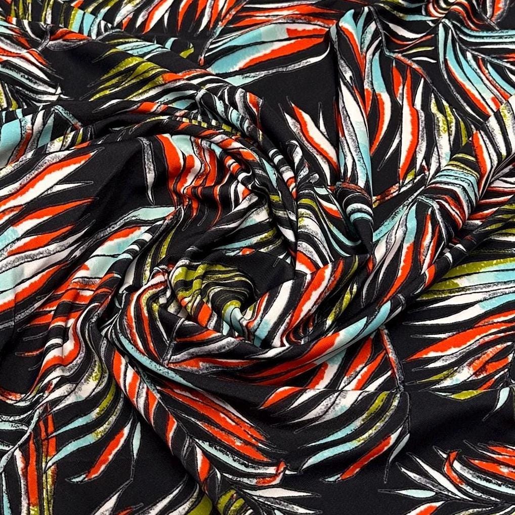 4 Way Stretch Print Nylon Spandex Fabric By The Yard Tricot Swim Wear Bikini Active Wear Tropical Leaf Floral Flower