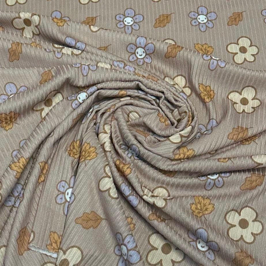 DBP 4x2 Rib Double Brushed Poly Spandex Print Vintage Floral Boho 60s 70s 80s Print By The Yard
