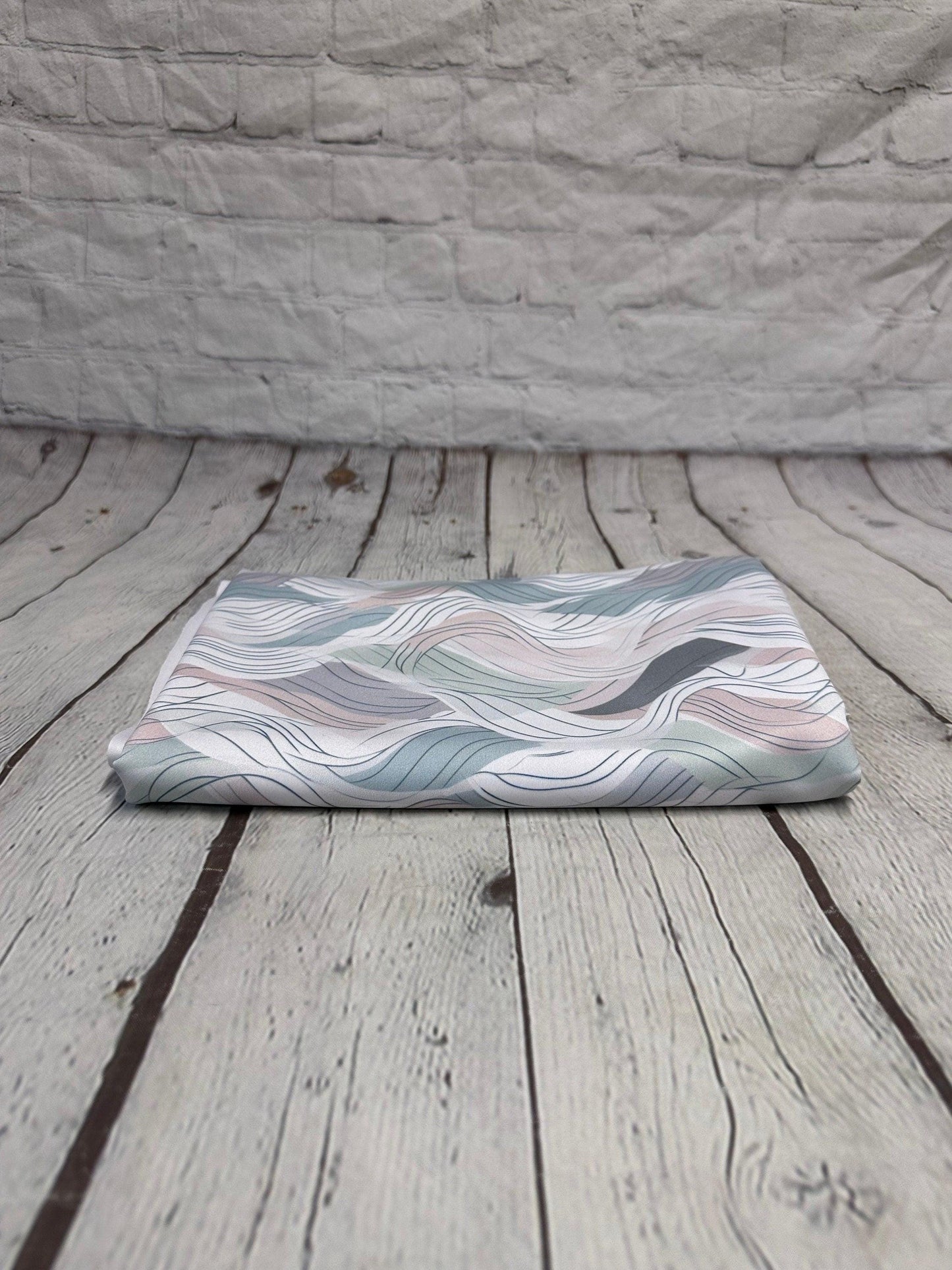 4 Way Stretch Print Spandex Fabric By The Yard Tricot Swim Wear Bikini Pastel Sage Hazy Wave Water 280 GSM