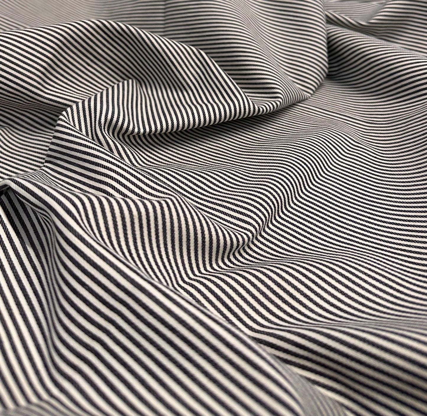 100% Cotton Hickory Striped Denim Navy 70 Inch