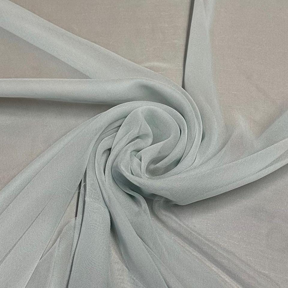 100% Silk Chiffon Solid Silk Fabric By The Yard Lt Sage 45 inch