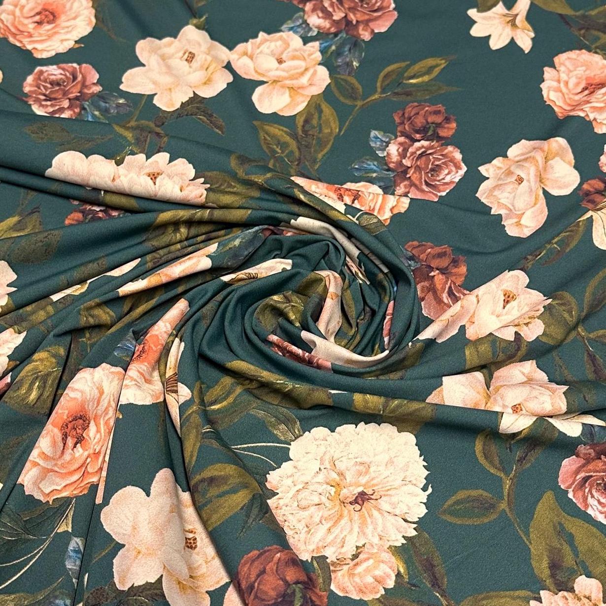 4 Way Stretch Assorted Print Nylon Spandex Fabric By The Yard Tricot Swim Wear Bikini Active Teal Floral Flower