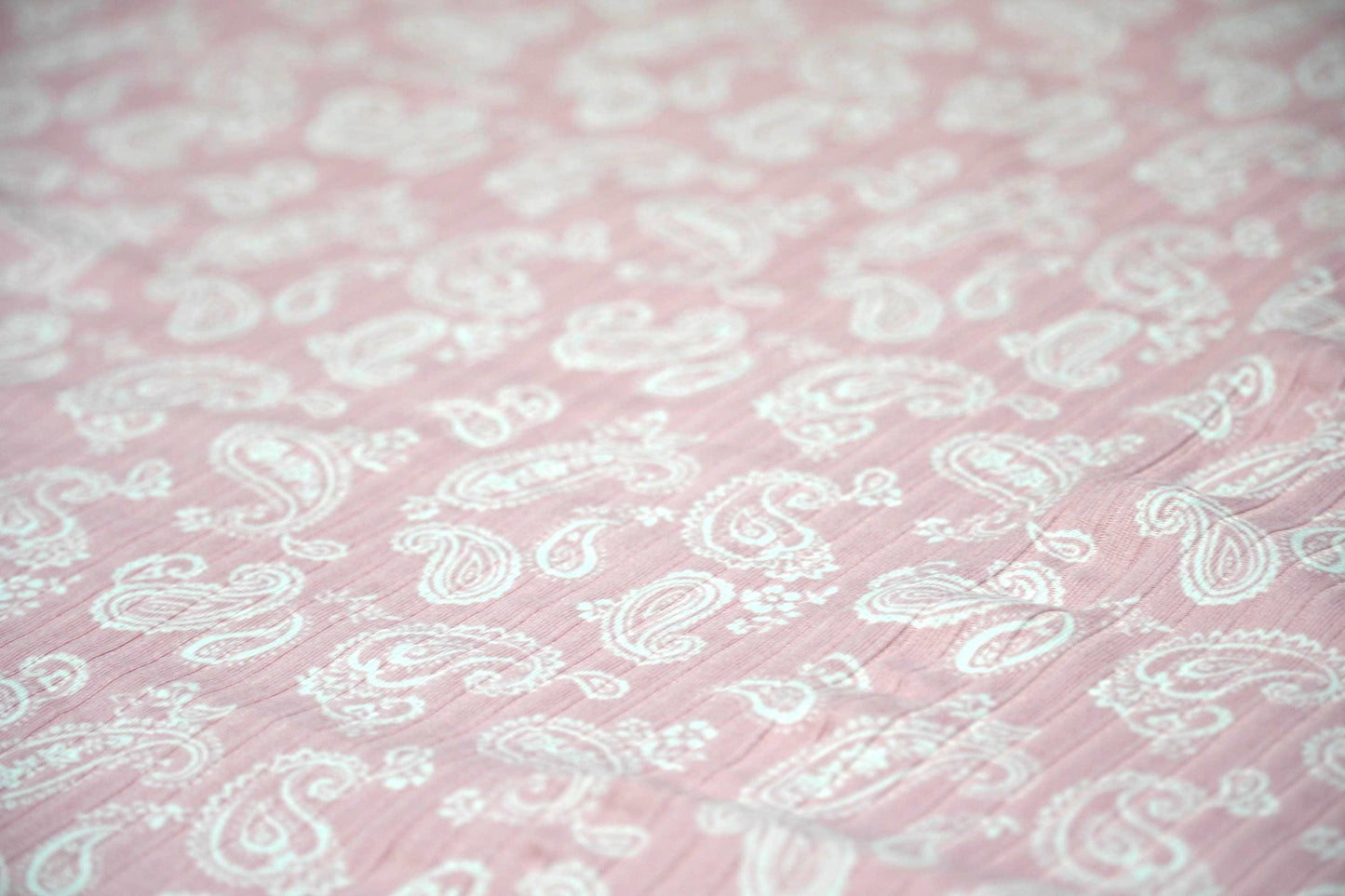 DBP 8x2 Rib Knit Paisley Double Brushed Polyester Spandex Vintage Bandana Monotone Pink Fabric By The Yard