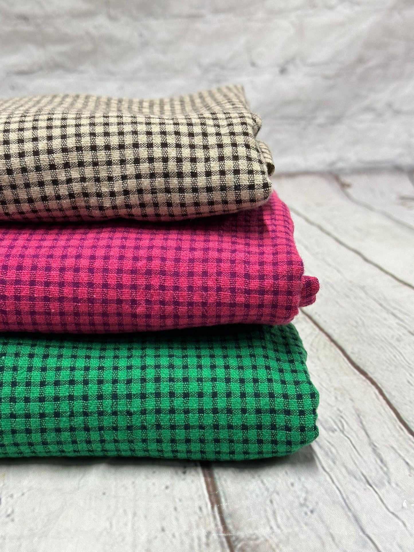 100% Cotton Double Gauze Pre Washed Gingham Small Checkered Mini Plaid