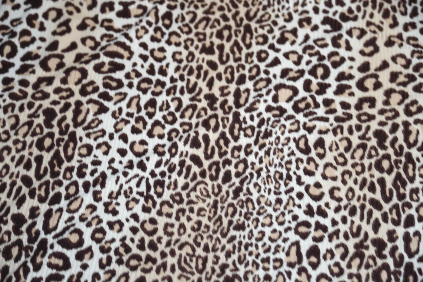 DBP 4x2 Rib Knit Double Brushed Taupe White Brown Animal Print Leopard Cheetah Polyester Fabric By The Yard