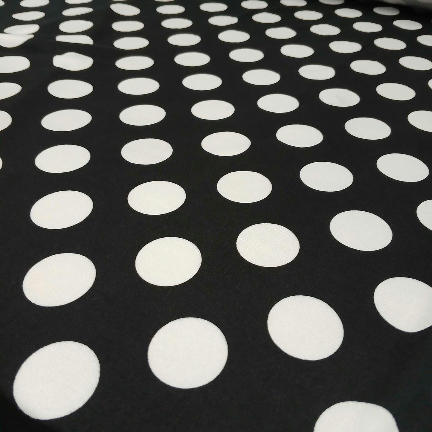 DBP Double Brushed Poly Spandex Print Big Dot Polka Dot Print By The Yard Black
