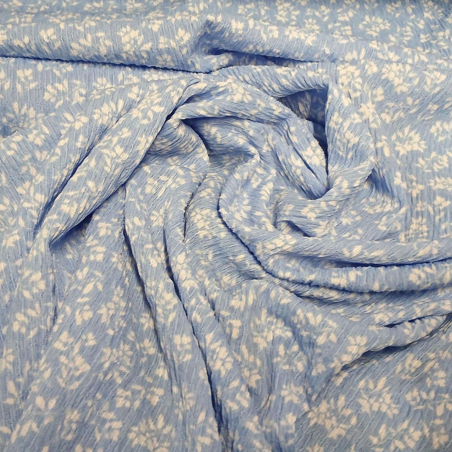 NEW PRINT! Jacquard Crepe Monotone Floral Texture Knit Spandex Fabric By The Yard Bubble Knit Spandex Texture Knit Blue Flower