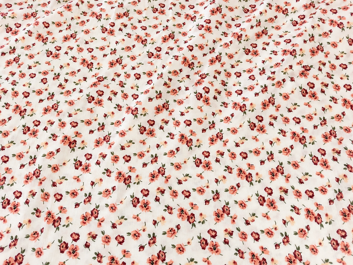 Pink & Burgundy Floral Print 100% Rayon Crepe Woven Fabric, 56” Wide