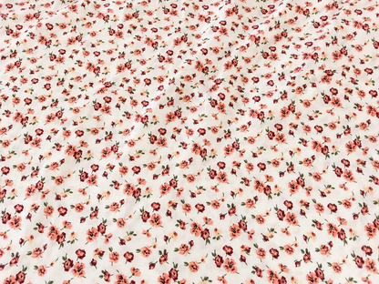 Pink & Burgundy Floral Print 100% Rayon Crepe Woven Fabric, 56” Wide