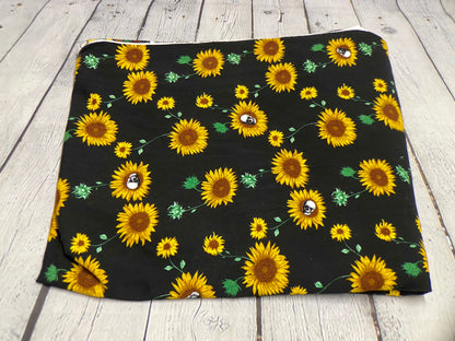 Heavy Weight Cotton Spandex 4 Way Stretch Sunflower Skull Gothic Print Fabric By The Yard 240 GSM