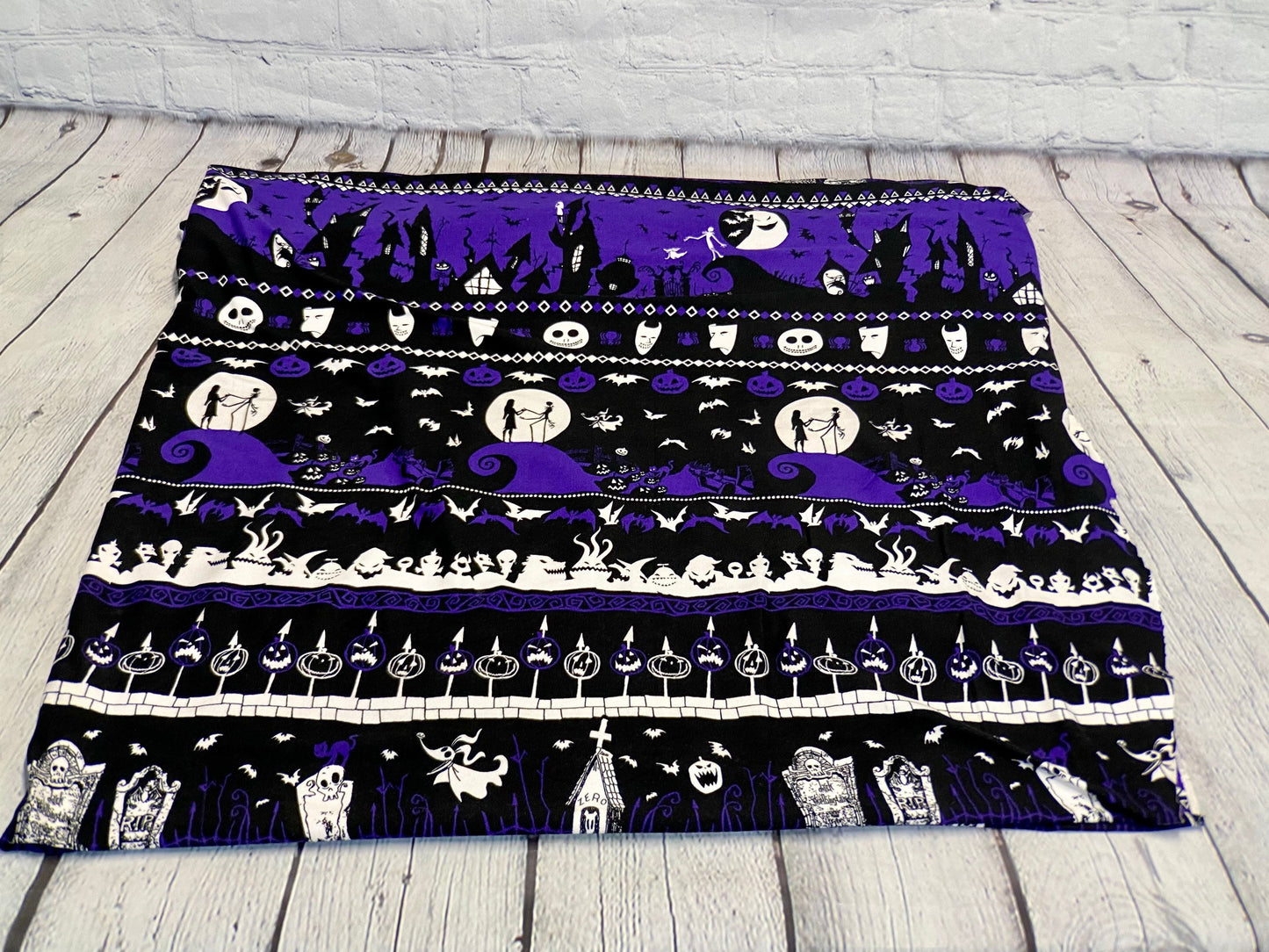 DBP Double Brushed Poly Spandex Print Halloween  Nightmare Before Christmas Jack Sally Zero Oggie Fabric By The Yard