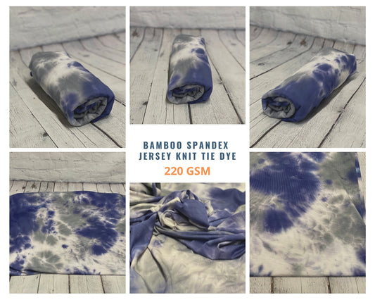 Bamboo Spandex Denim  Tie Dye Print Fabric by The Yard