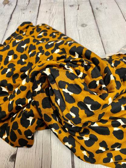 DBP Leopard Cheetah Animal Rust Print Fabric By The Yard Double Brush Poly Print Soft Butter Fabric