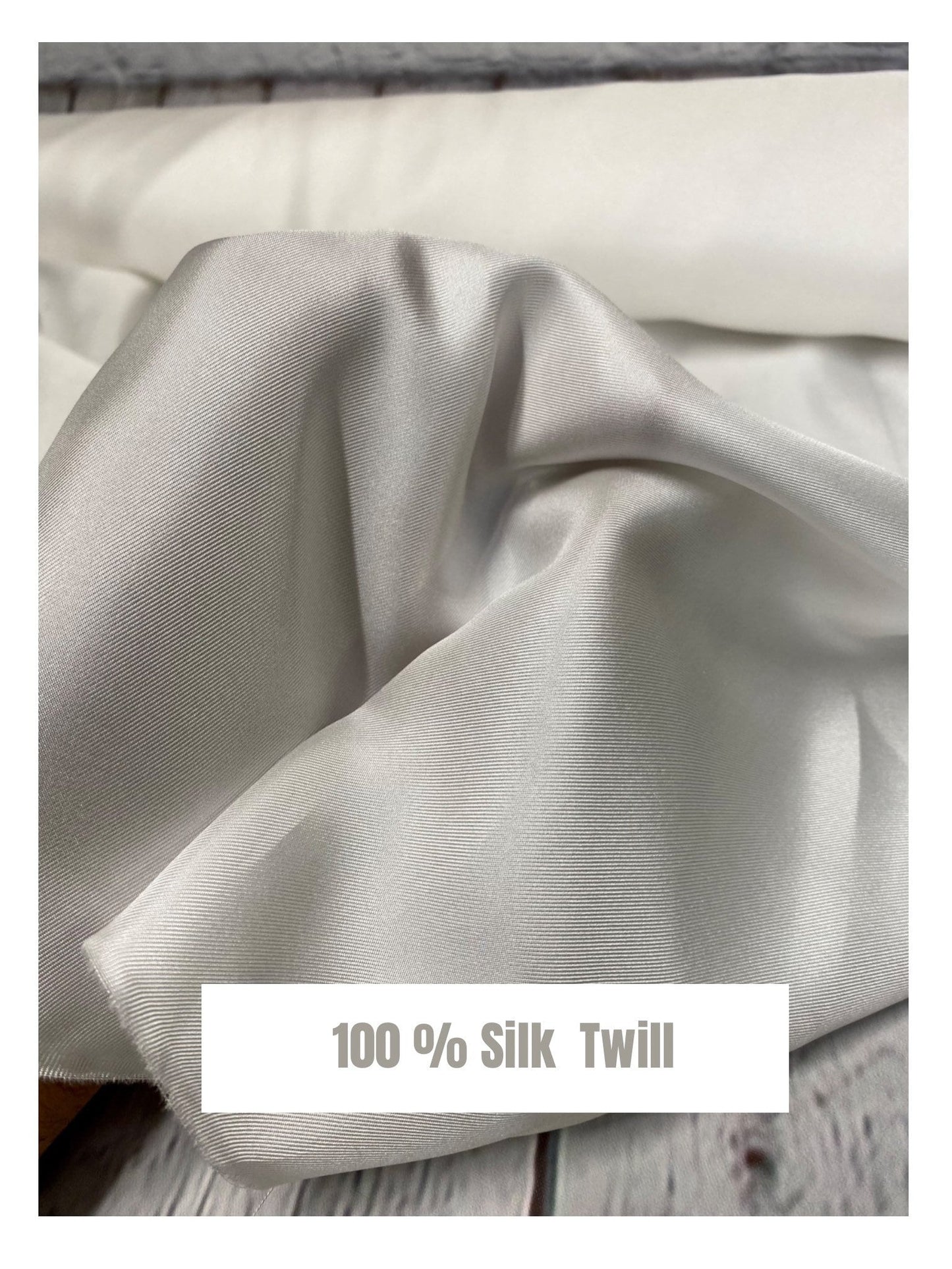 100% Silk Twill Fabric By The Yard Off White 45 inch