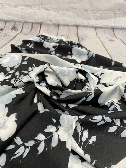 4 Way Stretch Assorted Print Nylon Spandex Fabric By The Yard Tricot Swim Wear Bikini Active Wear Black White Floral Print 280 GSM