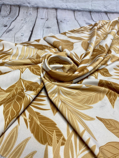 4 Way Stretch Assorted Print Nylon Spandex Fabric By The Yard Tricot Swim Wear Bikini Active Wear White Yellow Tropical Floral Print 280 GSM