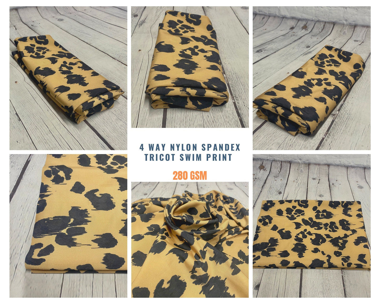 4 Way Stretch Assorted Print Nylon Spandex Fabric By The Yard Tricot Swim Wear Bikini Active Wear Animal Leopard Cheetah Print 280 GSM