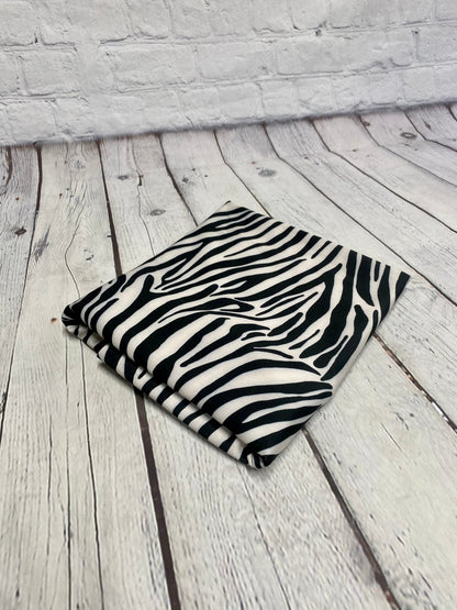 4 Way Stretch Print Nylon Spandex Fabric By The Yard Tricot Swim Wear Bikini Active Wear Black White  Zebra Animal  Print 280 GSM