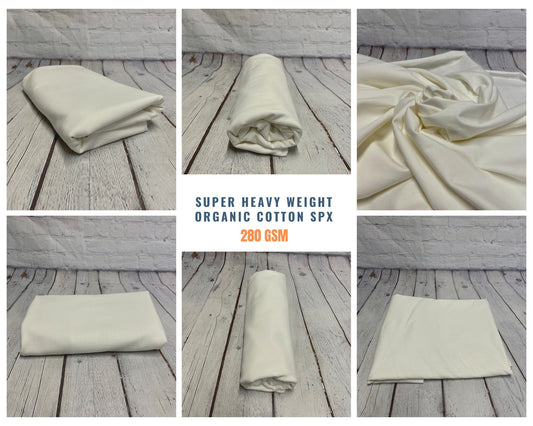 4- Way Stretch Super Heavy Weight Organic Cotton Spandex 280GSM 14Oz Fabric By The Yard