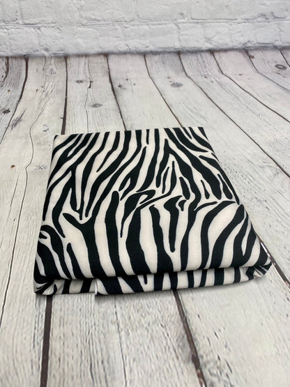 4 Way Stretch Print Nylon Spandex Fabric By The Yard Tricot Swim Wear Bikini Active Wear Black White  Zebra Animal  Print 280 GSM