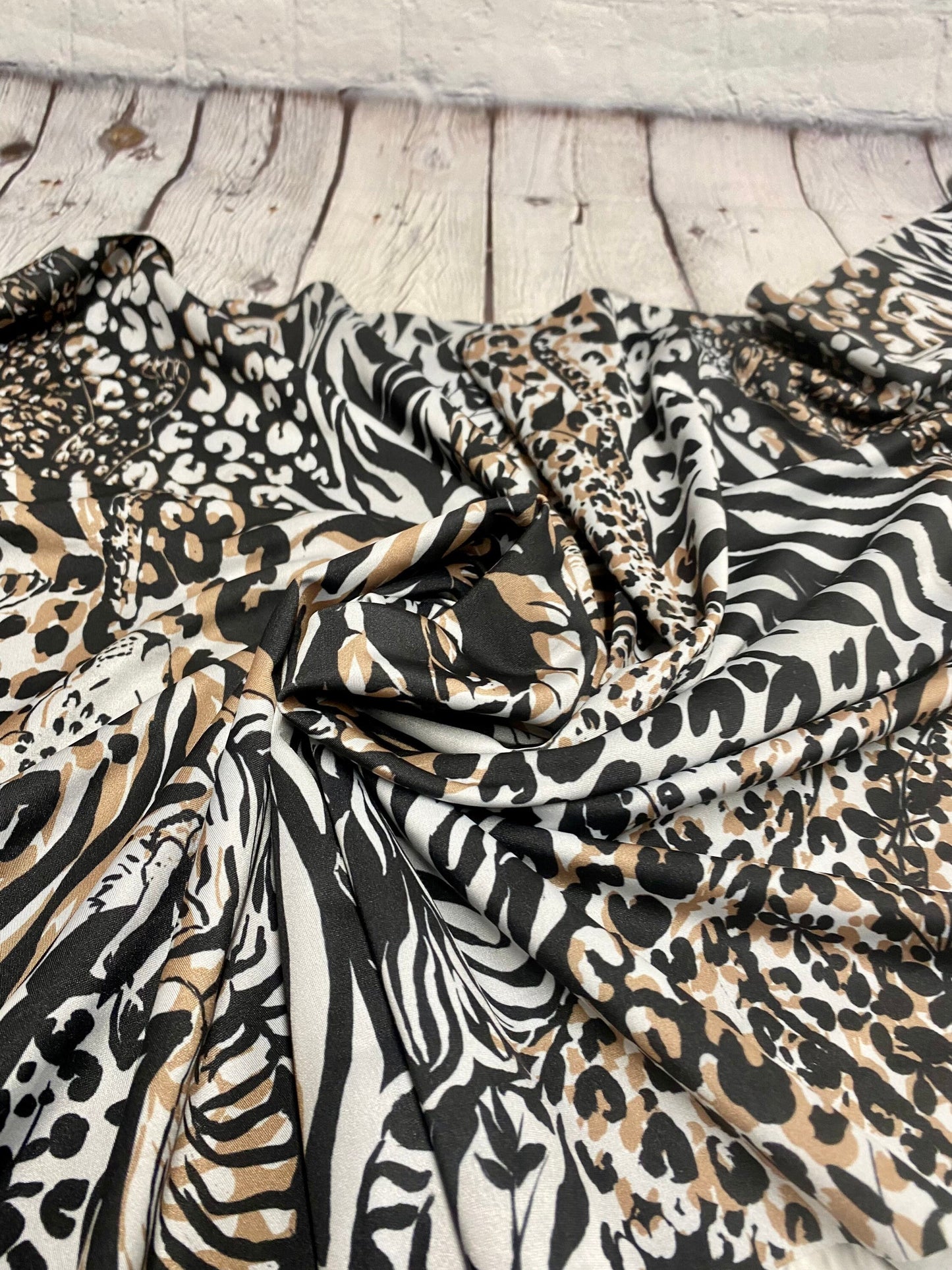 4 Way Stretch Print Nylon Spandex Fabric By The Yard Tricot Swim Wear Bikini Active Wear Brown Cheetah Zebra Leopard Animal  Print 280 GSM