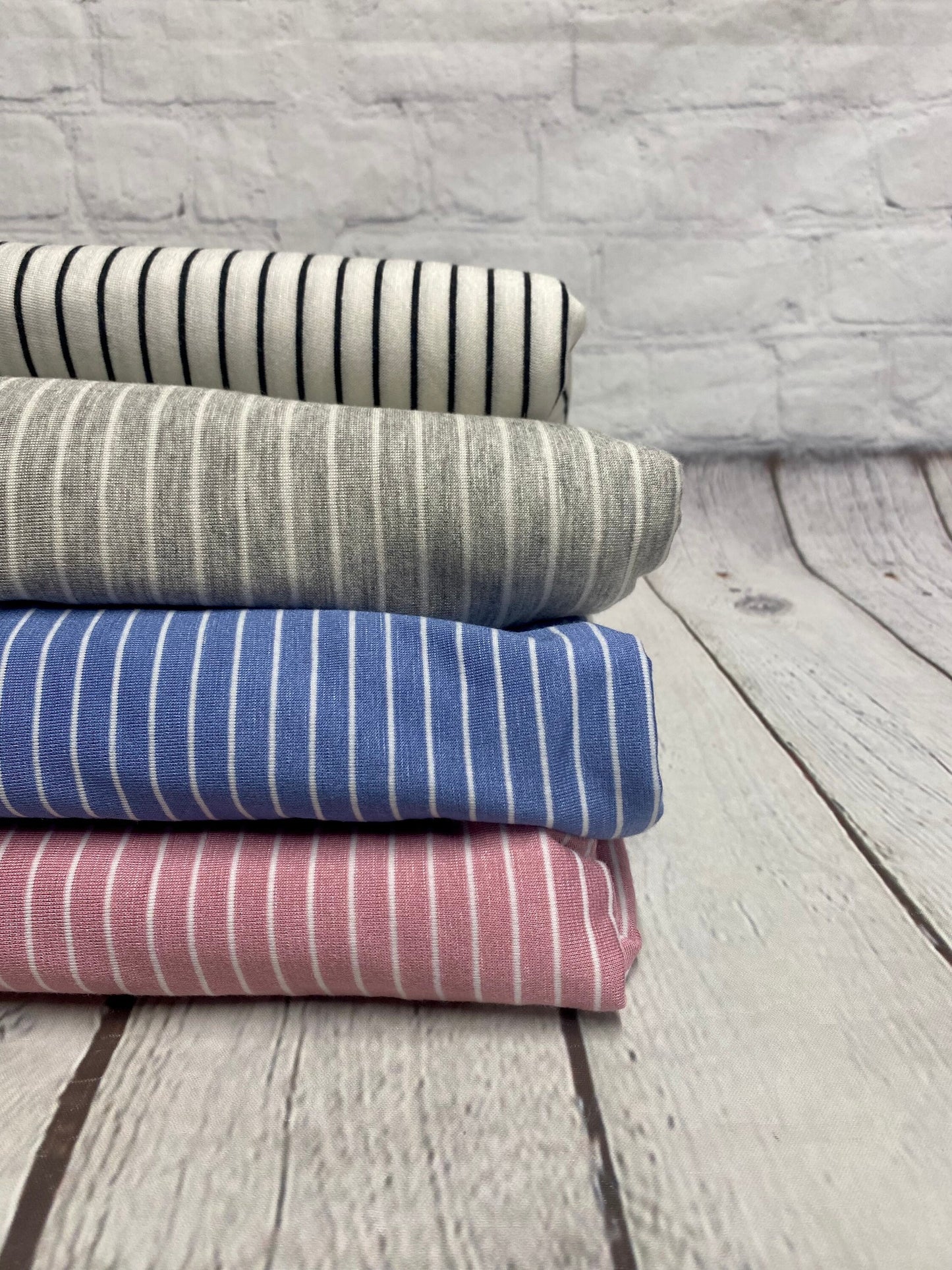 Rayon Spandex Jersey Knit Thin Stripe Fabric By The Yard