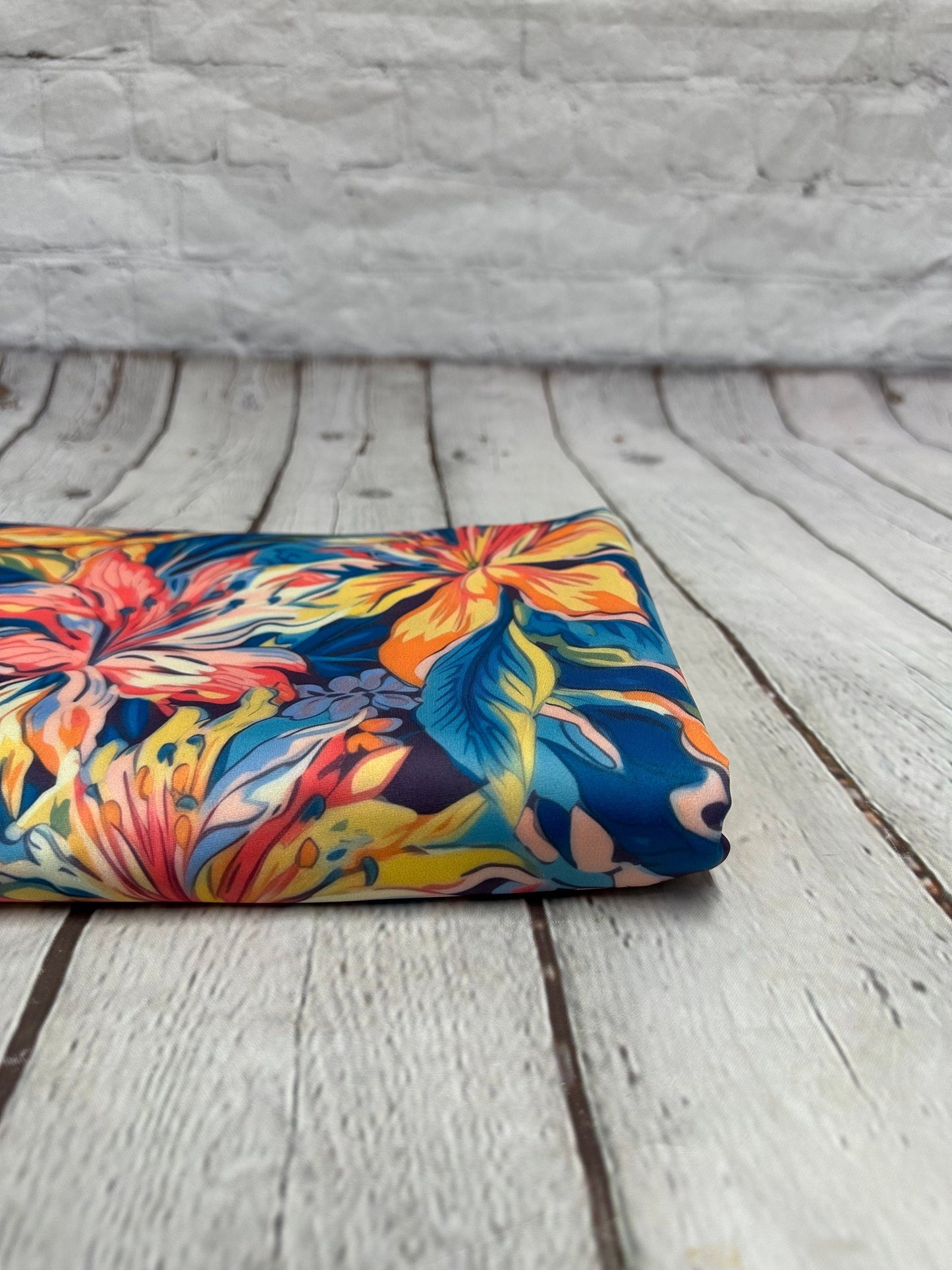 4 Way Stretch Print Spandex Fabric By The Yard Tricot Swim Wear Bikini  Bright Tropical Floral Flower