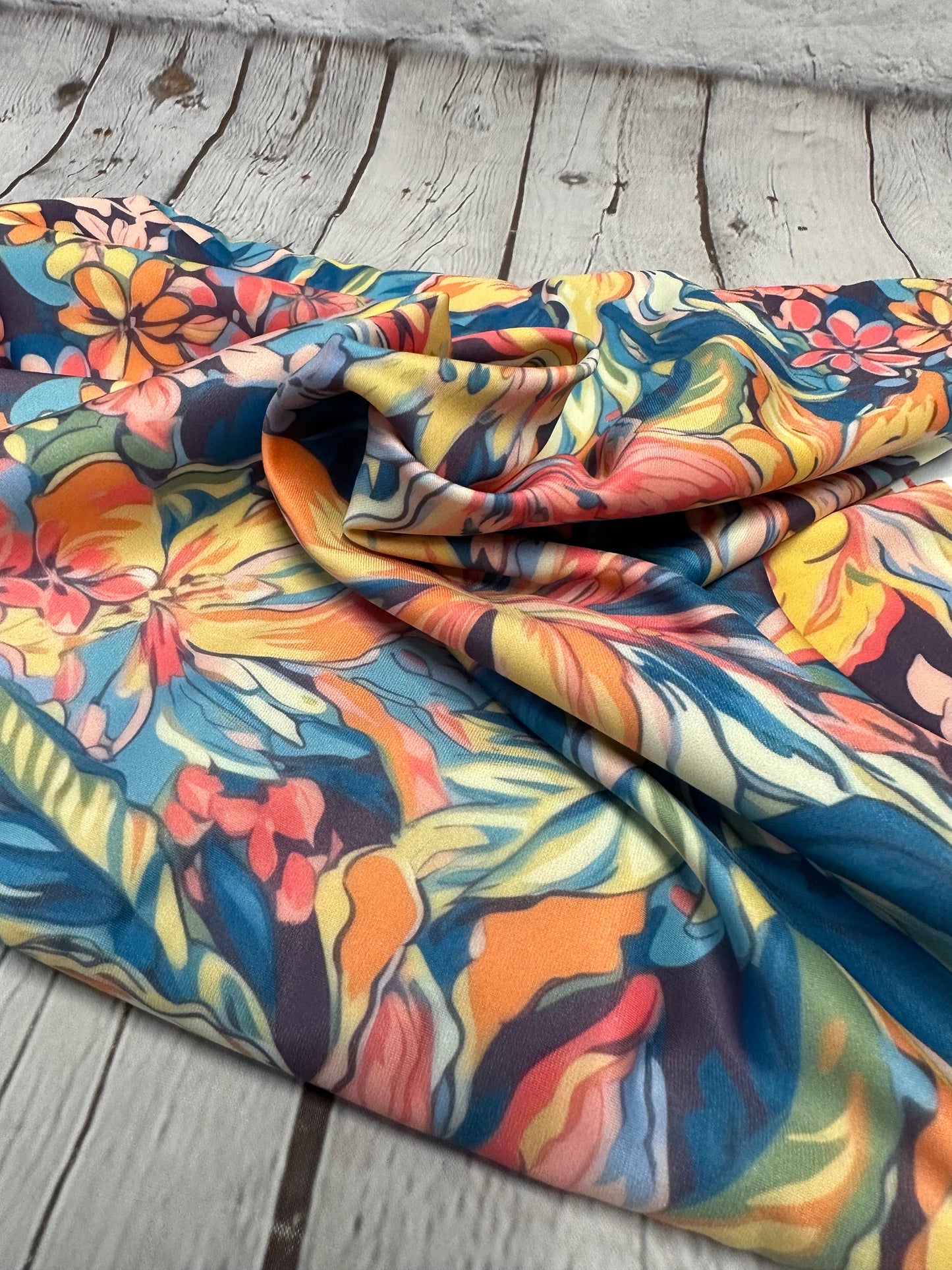 4 Way Stretch Print Spandex Fabric By The Yard Tricot Swim Wear Bikini  Bright Tropical Floral Flower