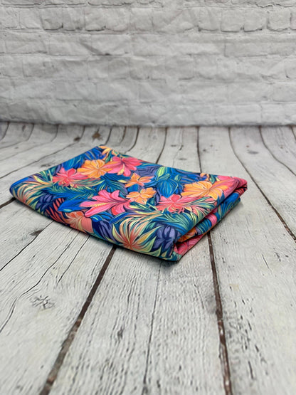 4 Way Stretch Print Spandex Fabric By The Yard Tricot Swim Wear Bikini  Bright Neon Tropical Floral