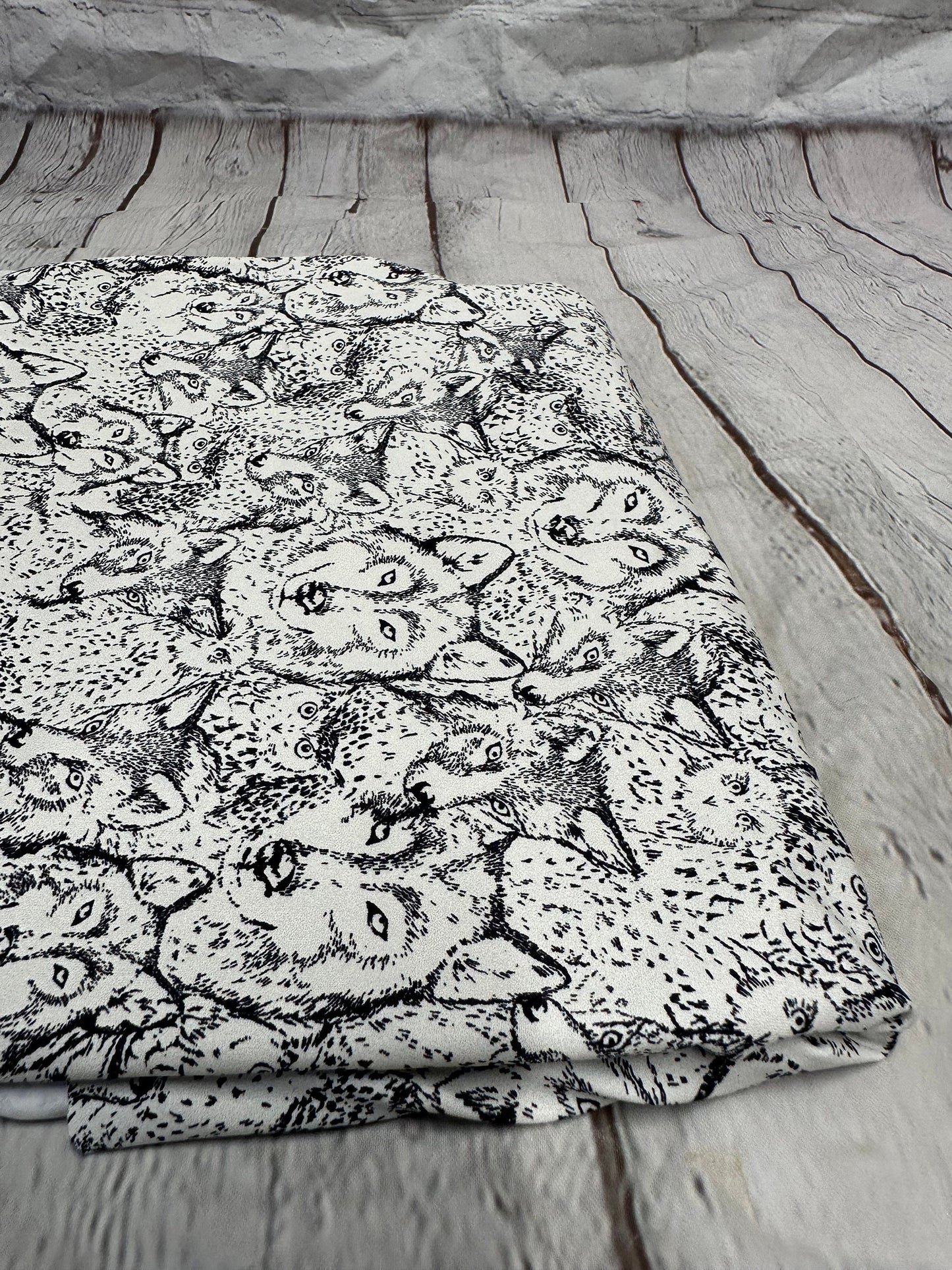 4 Way Stretch Assorted Print Nylon Spandex Fabric By The Yard Tricot Swim Wear Bikini Active Black White Animal Wolf Owl 240 GSM