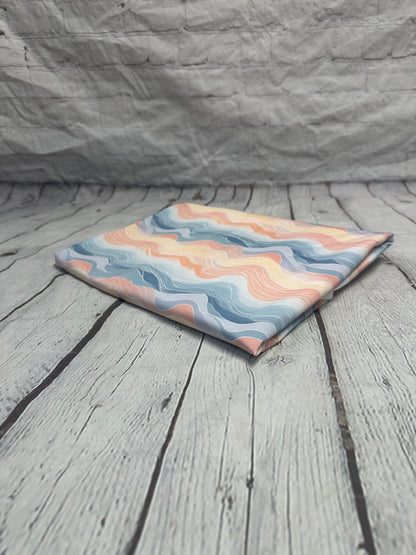 4 Way Stretch Print Spandex Fabric By The Yard Tricot Swim Wear Bikini Pastel Multi Color Hazy Wave 280 GSM