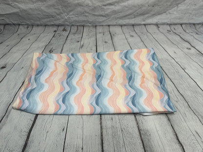 4 Way Stretch Print Spandex Fabric By The Yard Tricot Swim Wear Bikini Pastel Multi Color Hazy Wave 280 GSM