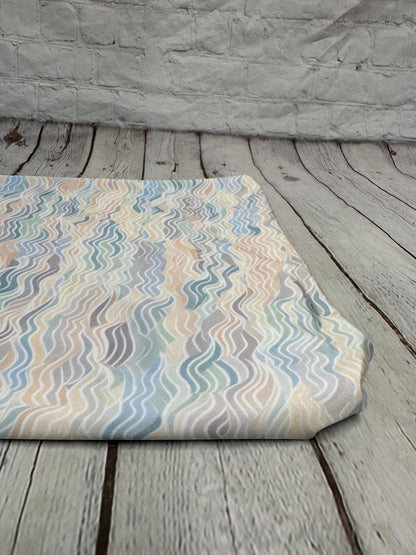 4 Way Stretch Print Spandex Fabric By The Yard Tricot Swim Wear Bikini Pastel Multi Mini Hazy Wave Water 280 GSM