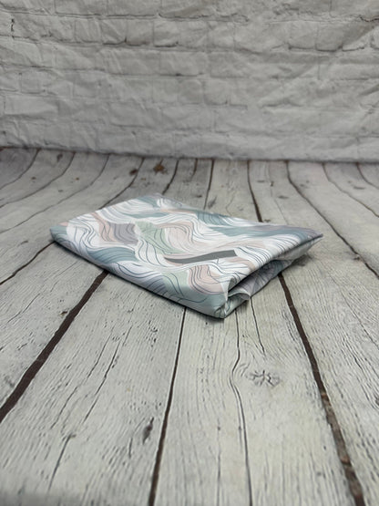 4 Way Stretch Print Spandex Fabric By The Yard Tricot Swim Wear Bikini Pastel Sage Hazy Wave Water 280 GSM