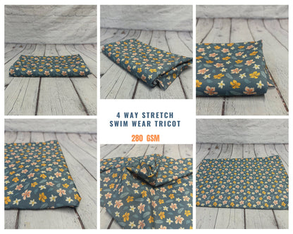 4 Way Stretch Print Spandex Fabric By The Yard Tricot Swim Wear Bikini Abstract Flower Boho Mini Floral Tropical Leaf 280 GSM