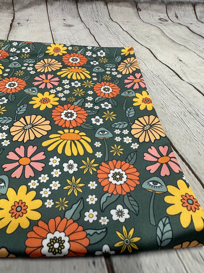 4 Way Stretch Print Nylon Spandex Fabric By The Yard Tricot Swim Wear Bikini Active Wear Boho Abstract Floral 70s Retro Vintage 280 GSM
