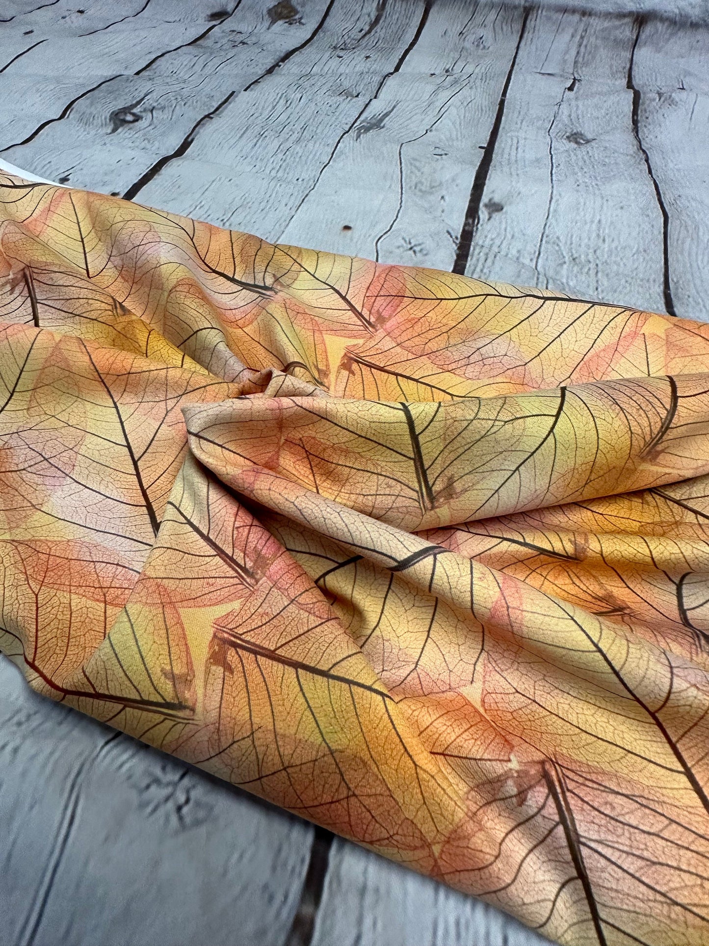 4 Way Stretch Assorted Print Nylon Spandex Fabric By The Yard Tricot Swim Wear Bikini Active Autumn Tree Leaf 240 GSM