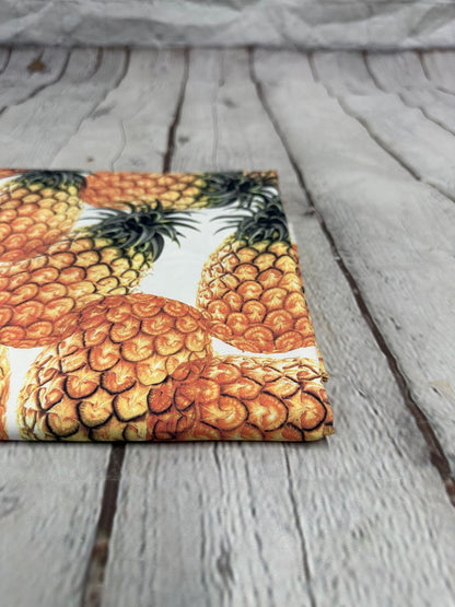 4 Way Stretch Assorted Print Nylon Spandex Fabric By The Yard Tricot Swim Wear Bikini Active  Tropical Fruit Pineapple  240 GSM