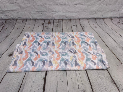 4 Way Stretch Print Spandex Fabric By The Yard Tricot Swim Wear Bikini Pastel Sage Coral Hazy Wave Water 280 GSM