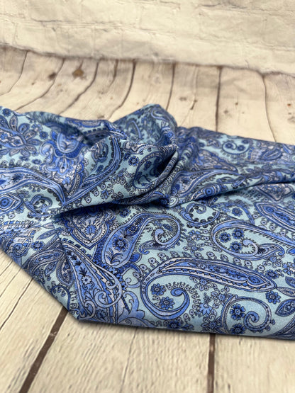 4 Way Stretch Print Nylon Spandex Fabric By The Yard Tricot Swim Wear Bikini Active Wear Blue Paisley 70s Retro Vintage 260 GSM